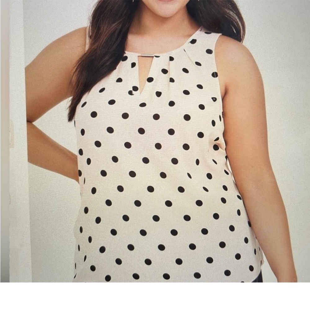 Torrid Women's Pink Black Polka Dot Georgette Keyhole Tank Top Size 3X - Picture 4 of 9